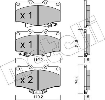 Metelli 22-0282-0 - Тормозные колодки, дисковые, комплект www.autospares.lv