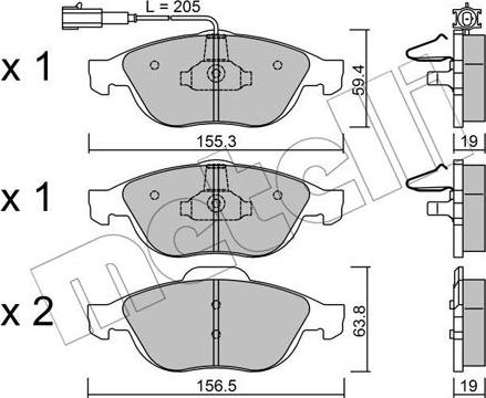 Metelli 22-0220-1 - Тормозные колодки, дисковые, комплект www.autospares.lv