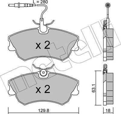 Metelli 22-0222-0 - Brake Pad Set, disc brake www.autospares.lv