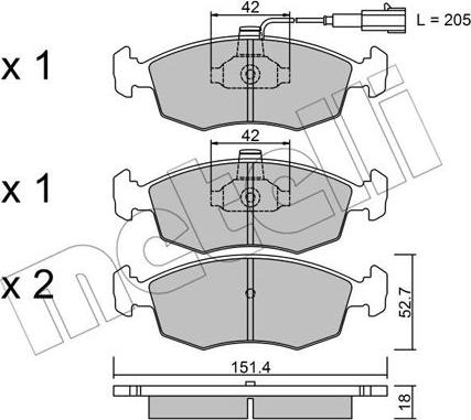 Metelli 22-0274-0 - Тормозные колодки, дисковые, комплект www.autospares.lv