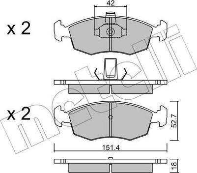 Metelli 22-0274-3 - Bremžu uzliku kompl., Disku bremzes www.autospares.lv