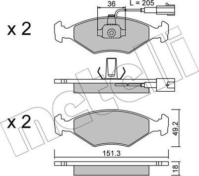 Metelli 22-0273-0 - Bremžu uzliku kompl., Disku bremzes www.autospares.lv