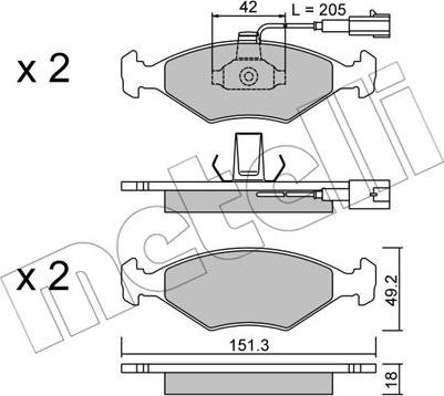 Metelli 22-0273-1 - Bremžu uzliku kompl., Disku bremzes www.autospares.lv