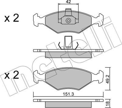 Metelli 22-0273-2 - Bremžu uzliku kompl., Disku bremzes www.autospares.lv