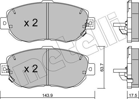 Metelli 22-0756-0 - Тормозные колодки, дисковые, комплект www.autospares.lv