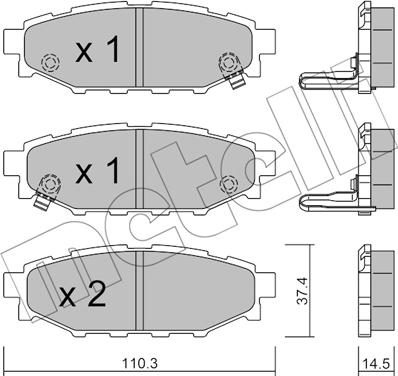 Metelli 22-0764-1 - Bremžu uzliku kompl., Disku bremzes www.autospares.lv