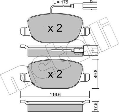 Metelli 22-0704-1 - Bremžu uzliku kompl., Disku bremzes www.autospares.lv