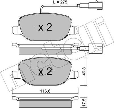 Metelli 22-0704-2 - Bremžu uzliku kompl., Disku bremzes www.autospares.lv