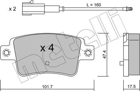 Metelli 22-0705-1 - Тормозные колодки, дисковые, комплект www.autospares.lv