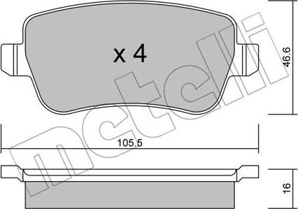 Metelli 22-0706-0 - Тормозные колодки, дисковые, комплект www.autospares.lv