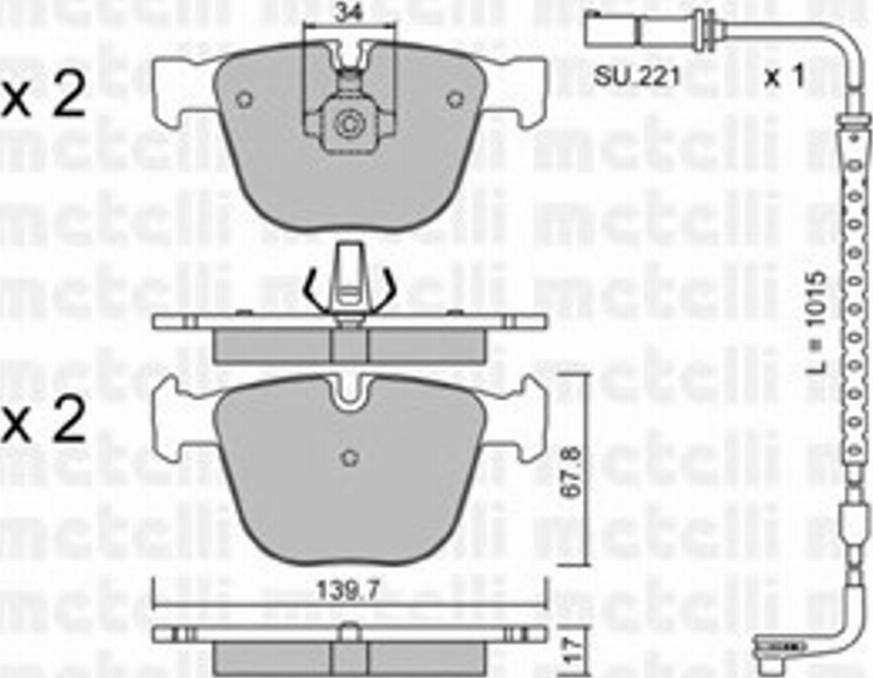 Metelli 2207733K - Bremžu uzliku kompl., Disku bremzes www.autospares.lv