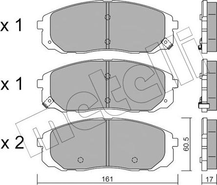 Metelli 22-1097-0 - Bremžu uzliku kompl., Disku bremzes www.autospares.lv