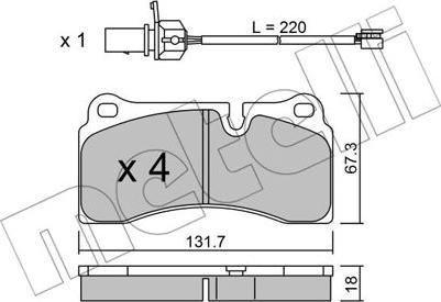 Metelli 22-1044-0 - Bremžu uzliku kompl., Disku bremzes www.autospares.lv