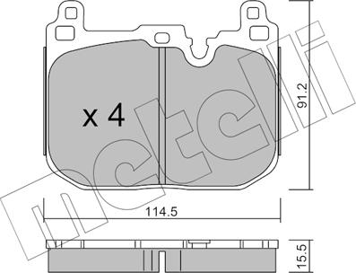 Metelli 22-1015-4 - Bremžu uzliku kompl., Disku bremzes www.autospares.lv