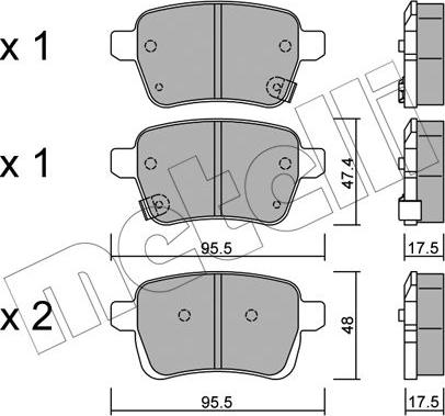 Metelli 22-1012-0 - Bremžu uzliku kompl., Disku bremzes www.autospares.lv