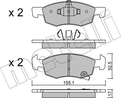 Metelli 22-1034-0 - Bremžu uzliku kompl., Disku bremzes www.autospares.lv