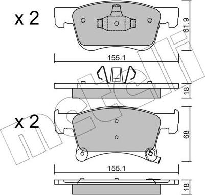 Metelli 22-1035-0 - Bremžu uzliku kompl., Disku bremzes www.autospares.lv