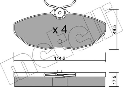 Metelli 22-1190-0 - Тормозные колодки, дисковые, комплект www.autospares.lv