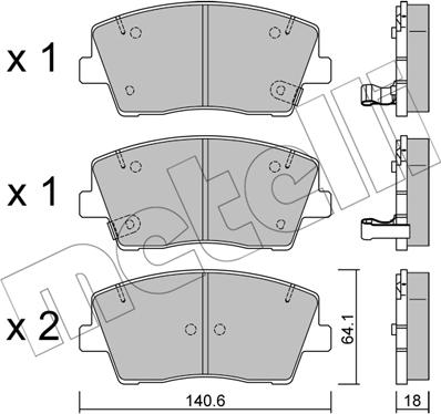 Metelli 22-1168-0 - Bremžu uzliku kompl., Disku bremzes www.autospares.lv