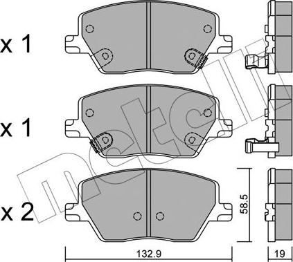 Metelli 22-1103-0 - Bremžu uzliku kompl., Disku bremzes www.autospares.lv