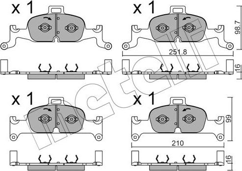 Metelli 22-1126-0 - Bremžu uzliku kompl., Disku bremzes www.autospares.lv