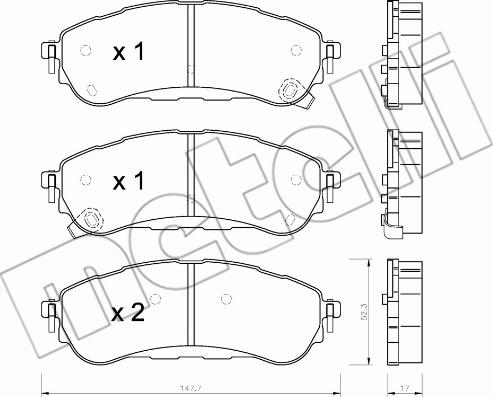 Metelli 22-1344-0 - Bremžu uzliku kompl., Disku bremzes autospares.lv