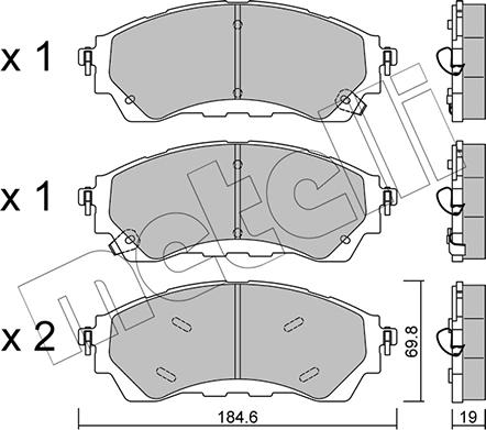 Metelli 22-1343-0 - Bremžu uzliku kompl., Disku bremzes autospares.lv