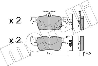 Metelli 22-1332-0 - Bremžu uzliku kompl., Disku bremzes www.autospares.lv