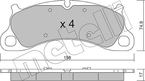 Metelli 22-1255-0 - Bremžu uzliku kompl., Disku bremzes www.autospares.lv