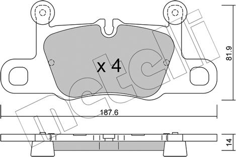 Metelli 22-1258-1 - Bremžu uzliku kompl., Disku bremzes www.autospares.lv