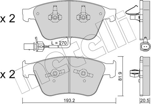 Metelli 22-1253-0 - Bremžu uzliku kompl., Disku bremzes www.autospares.lv