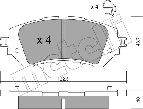 Metelli 22-1219-0 - Bremžu uzliku kompl., Disku bremzes autospares.lv