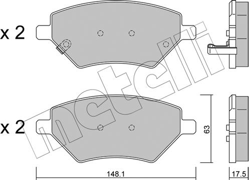 Metelli 22-1286-0 - Тормозные колодки, дисковые, комплект www.autospares.lv