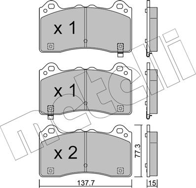 Metelli 22-1220-0 - Тормозные колодки, дисковые, комплект www.autospares.lv