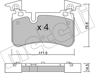 Metelli 22-1223-0 - Bremžu uzliku kompl., Disku bremzes www.autospares.lv