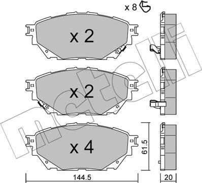 Metelli 22-1222-0 - Bremžu uzliku kompl., Disku bremzes www.autospares.lv