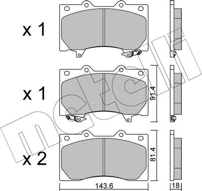 Metelli 22-1279-0 - Bremžu uzliku kompl., Disku bremzes www.autospares.lv