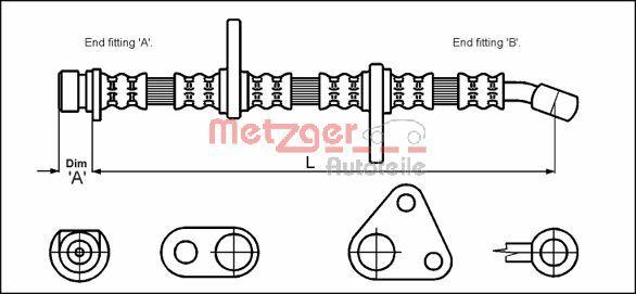 Metzger 4113500 - Bremžu šļūtene www.autospares.lv