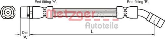 Metzger 4112834 - Bremžu šļūtene www.autospares.lv