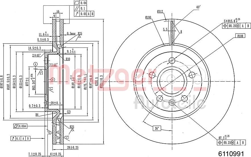 Metzger 6110991 - Bremžu diski www.autospares.lv