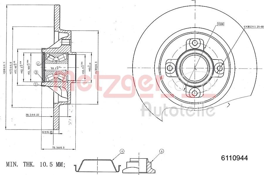 Metzger 6110944 - Brake Disc www.autospares.lv