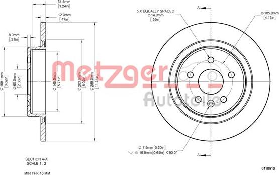 Metzger 6110910 - Bremžu diski www.autospares.lv