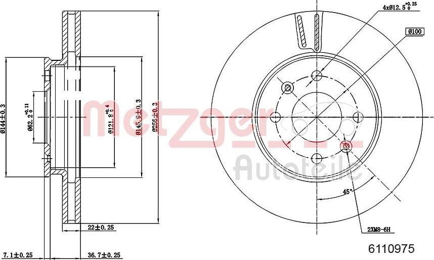 Metzger 6110975 - Bremžu diski www.autospares.lv