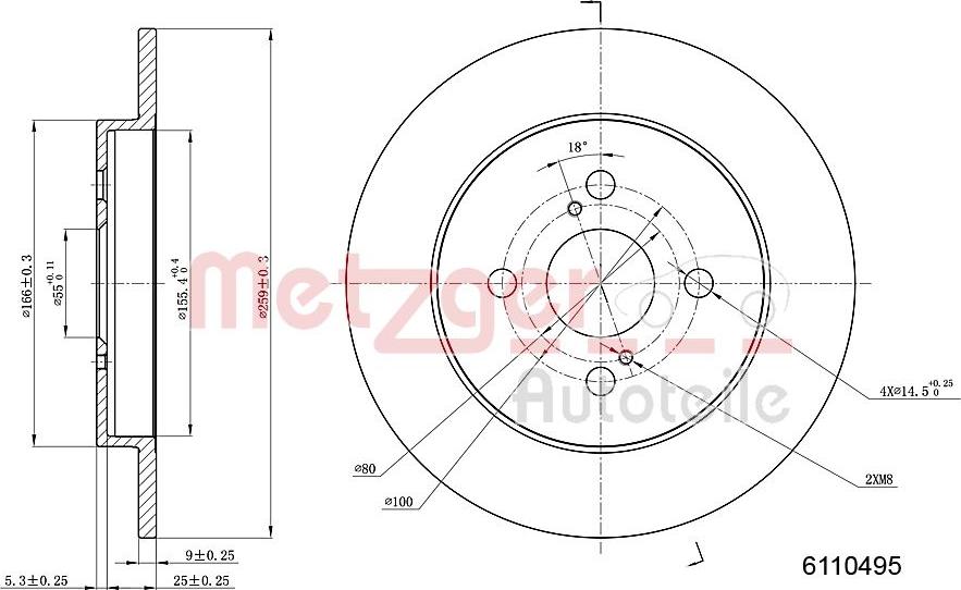 Metzger 6110495 - Bremžu diski www.autospares.lv