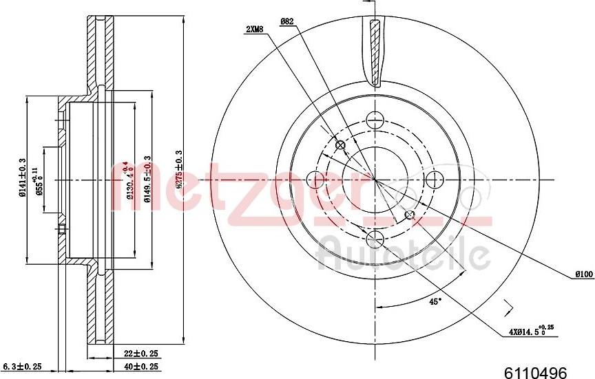 Metzger 6110496 - Bremžu diski www.autospares.lv