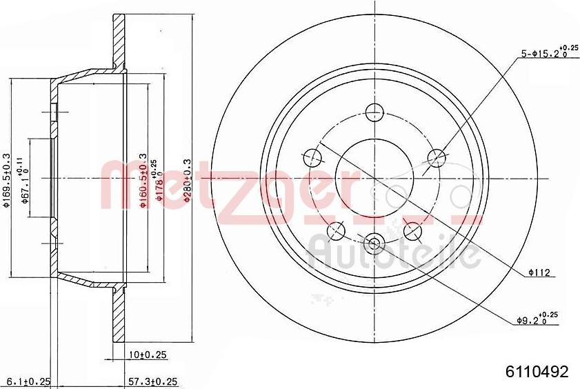 Metzger 6110492 - Bremžu diski www.autospares.lv