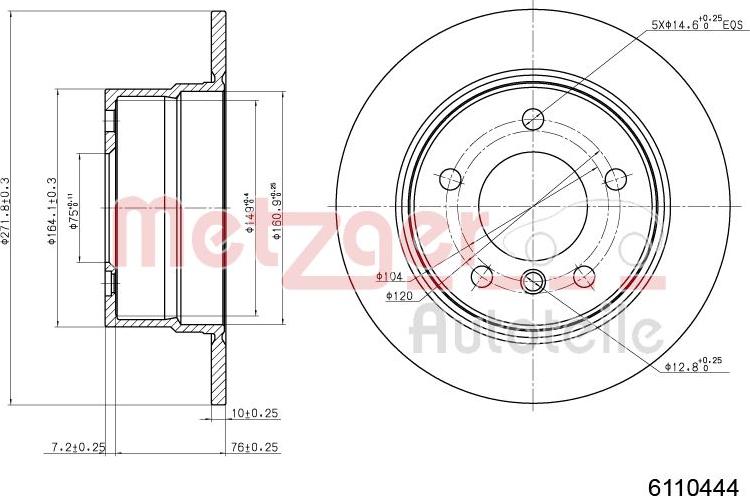 Metzger 6110444 - Bremžu diski www.autospares.lv