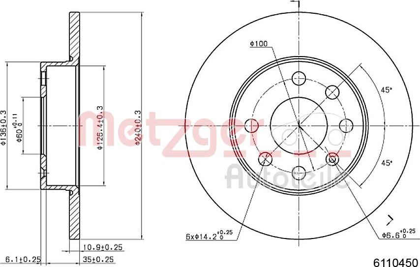 Metzger 6110450 - Brake Disc www.autospares.lv