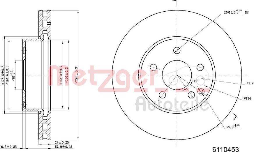 Metzger 6110453 - Bremžu diski www.autospares.lv