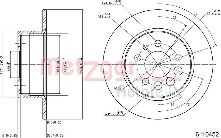 Metzger 6110452 - Brake Disc www.autospares.lv